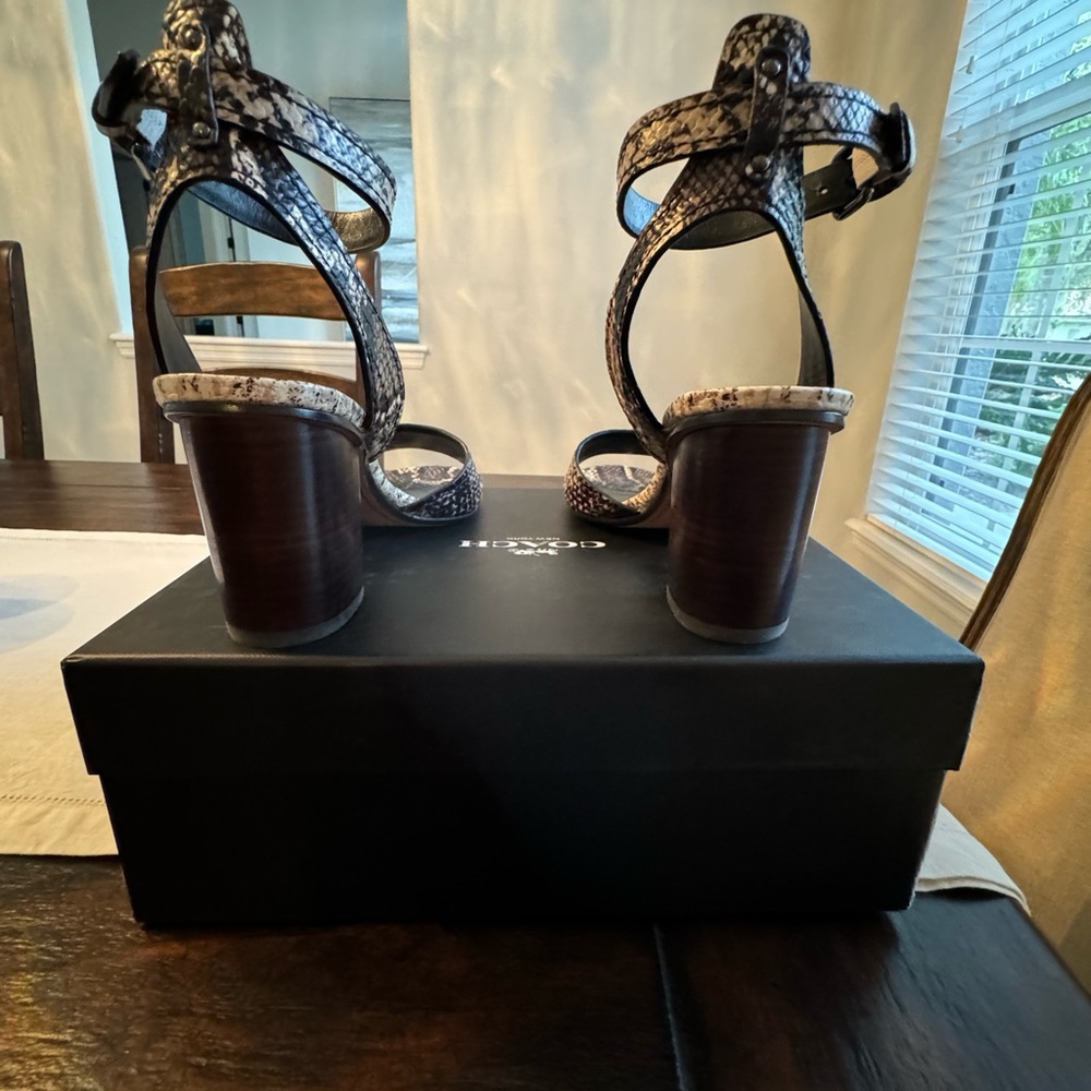 Coach sandals/heels. Size 8. Python print - Picture 4 of 6